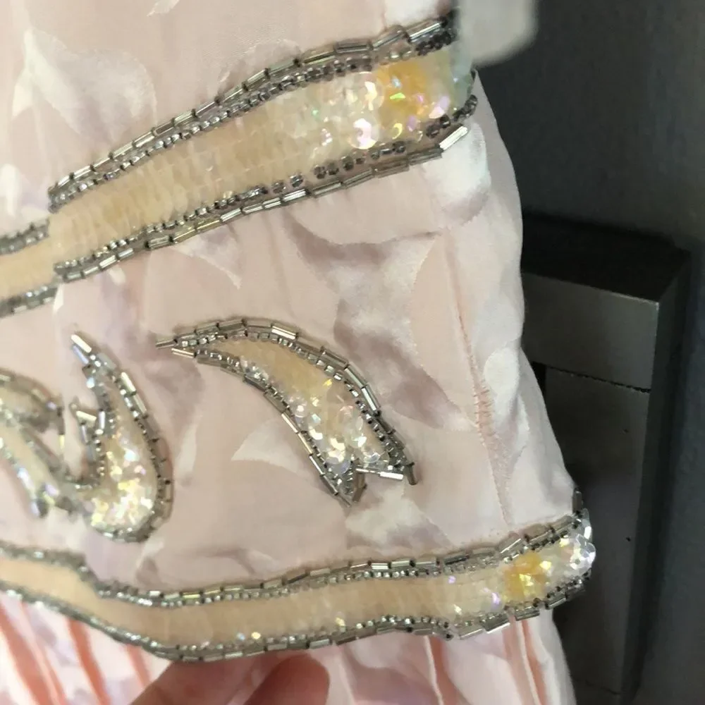 VINTAGE Deadstock Loehmann’s back room Pink silk beaded dress L - Picture 7 of 16